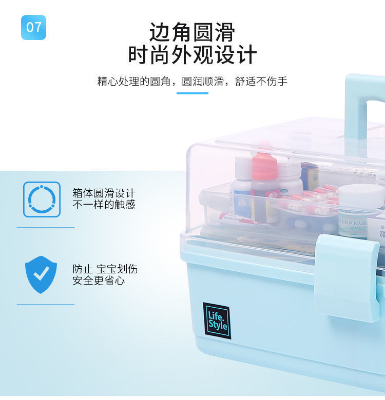 Household medicine classification storage box, medicine box, multi-layer large-capacity portable medical emergency standby medicine box, family size pic 7
