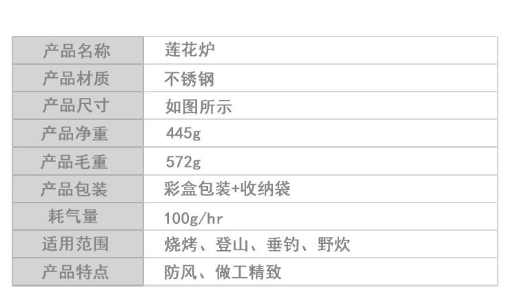 Portable outdoor small windproof lotus stove with wire, stainless steel tea boiling small round stove, camping gas stove, gas tank stove pic 4