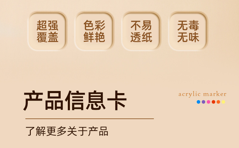 跨境双头丙烯马克笔套装 学生画画diy丙烯笔美术专用不透纸马克笔详情3