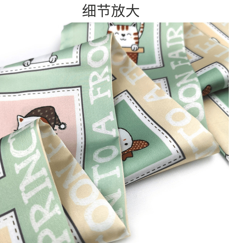 10*150 cartoon silk scarf hair band, versatile for women, spring and autumn with suits, professional neckerchiefs, decorative ribbons, tie bags and hair ties pic 7