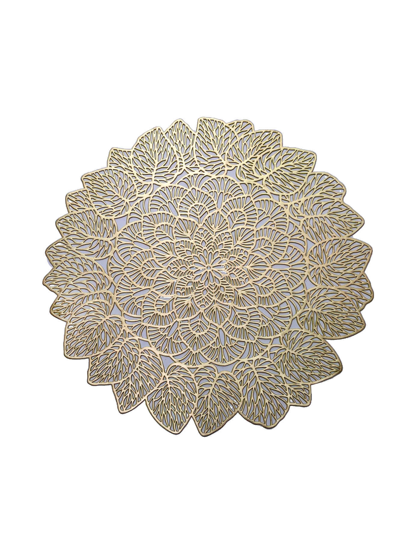 Watermelon leaf round placemats, household heat-resistant and heat-insulating MATS, hollowed-out pvc Western placemats, gold-embossed high-end table MATS, cross-border pic 4