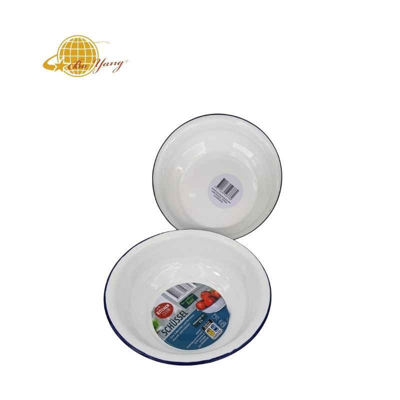 Hot sales on Amazon: 6 pieces per box, white enamel basins, enamel deep plates, hotel household enamel plates, picnic plates pic 3