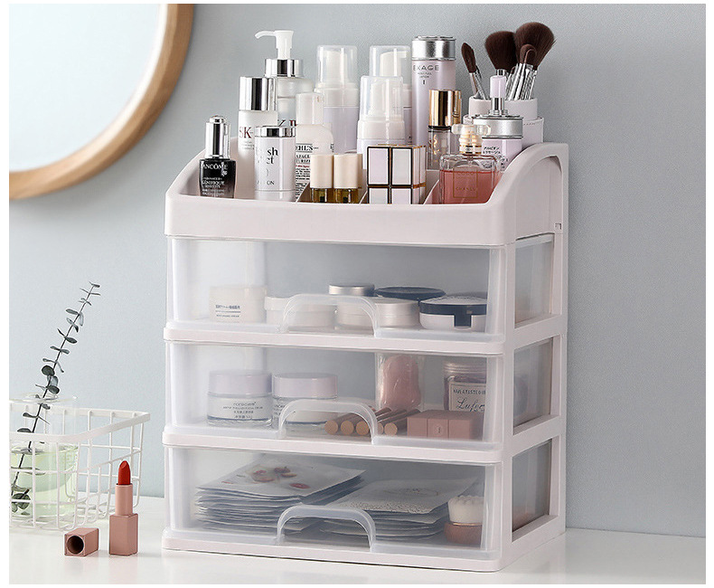 透明化妆品收纳盒桌多功能面置物架家用护肤品抽屉式收纳箱批发详情19