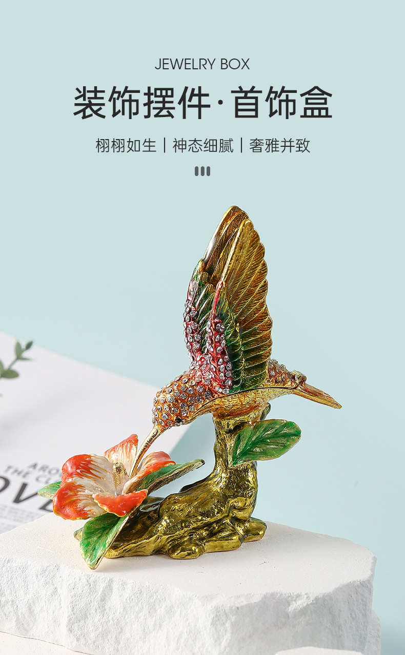 Desktop decorative items, enamel tree stump, eagle light, hand-painted zinc alloy metal handicraft jewelry box manufacturer wholesale pic 1