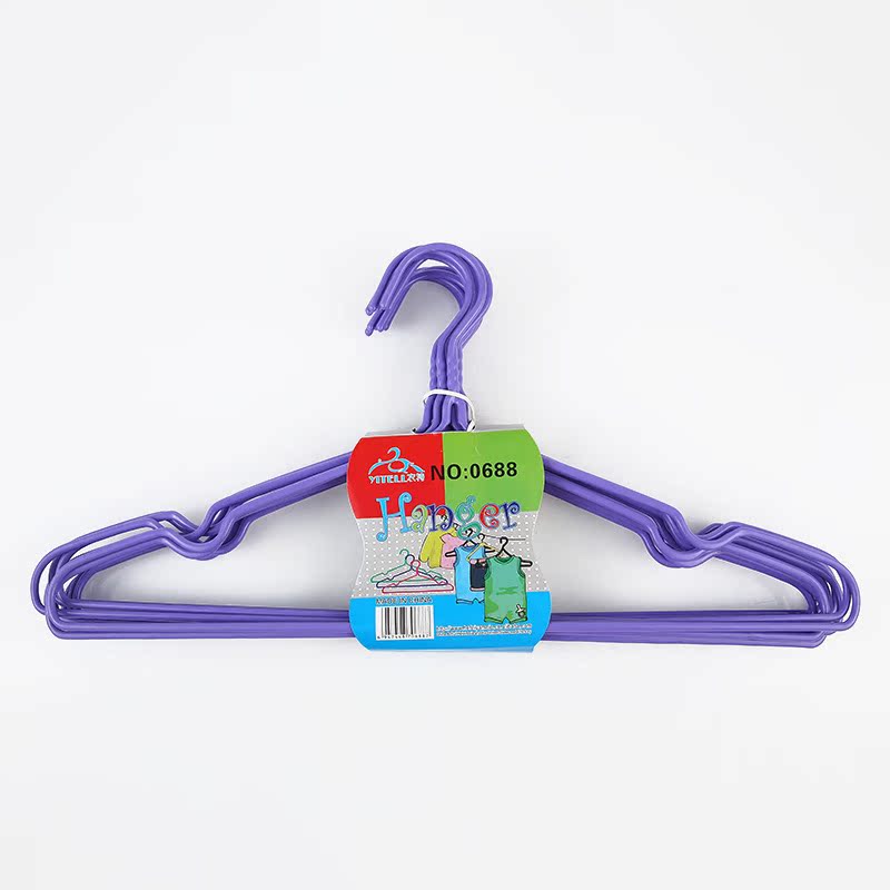 0688 Factory Direct sales New grooved iron wire hanger, steel wire plastic-coated single-color hanger, household thickened plastic-coated hanger pic 2
