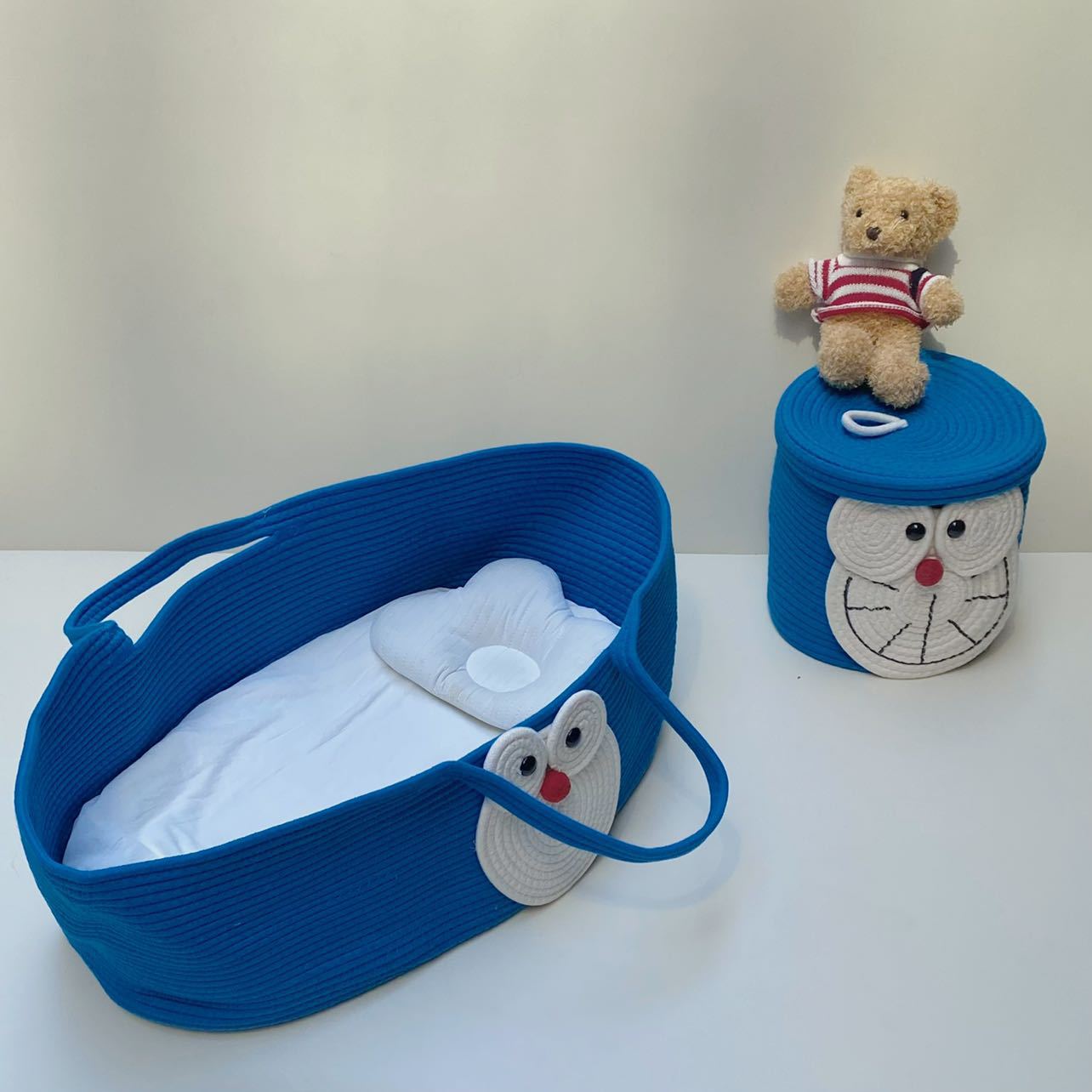 ins Nordic-style baby hand-held basket, portable pure cotton woven baby sleeping basket, foldable hand-held crib pic 45