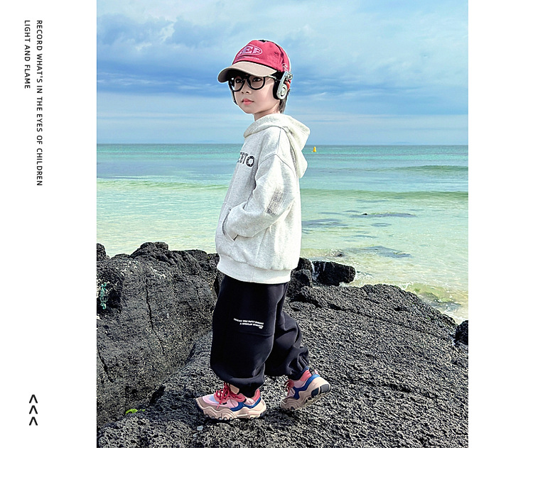 童话记忆2024秋季新款童装儿童韩版百搭手绘字母卫衣男童连帽衫潮详情19