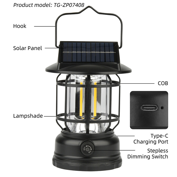 The solar-powered portable camping lamp can be charged by solar energy pic 8