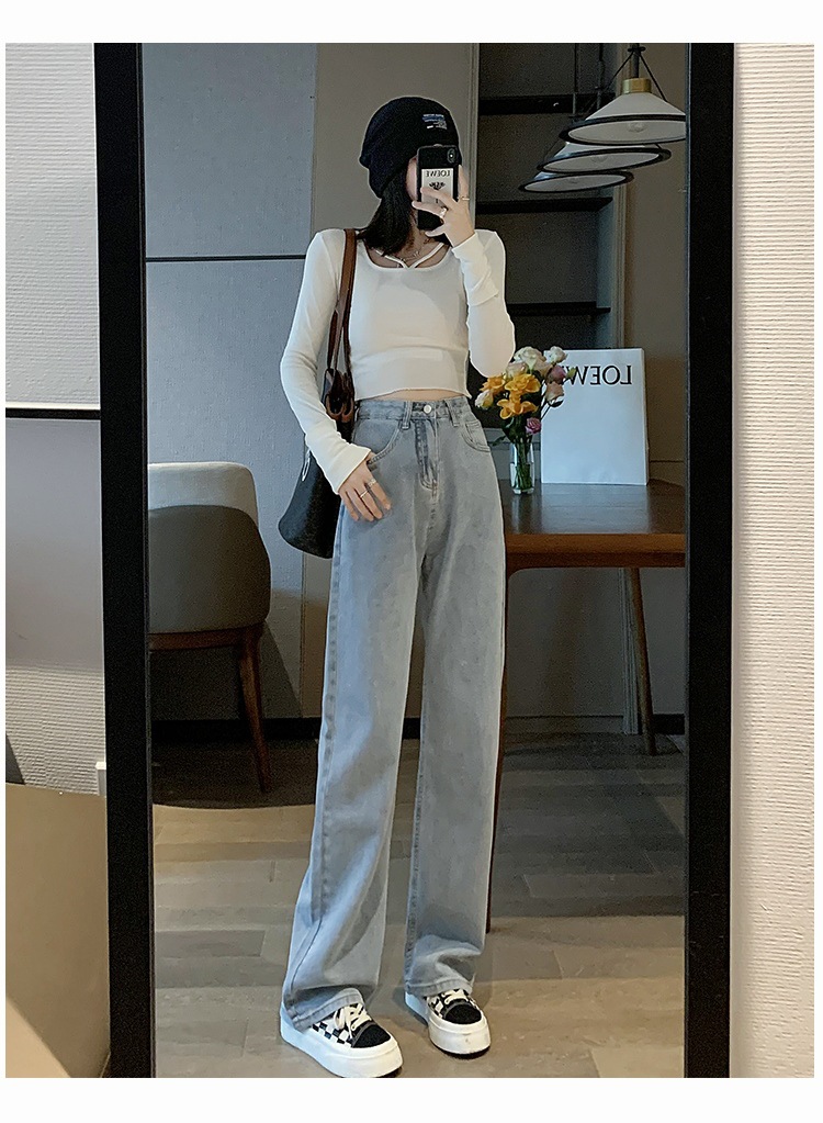 高腰阔腿牛仔裤女2022年夏季薄款显瘦百搭垂感直筒拖地裤子辣妹潮详情27