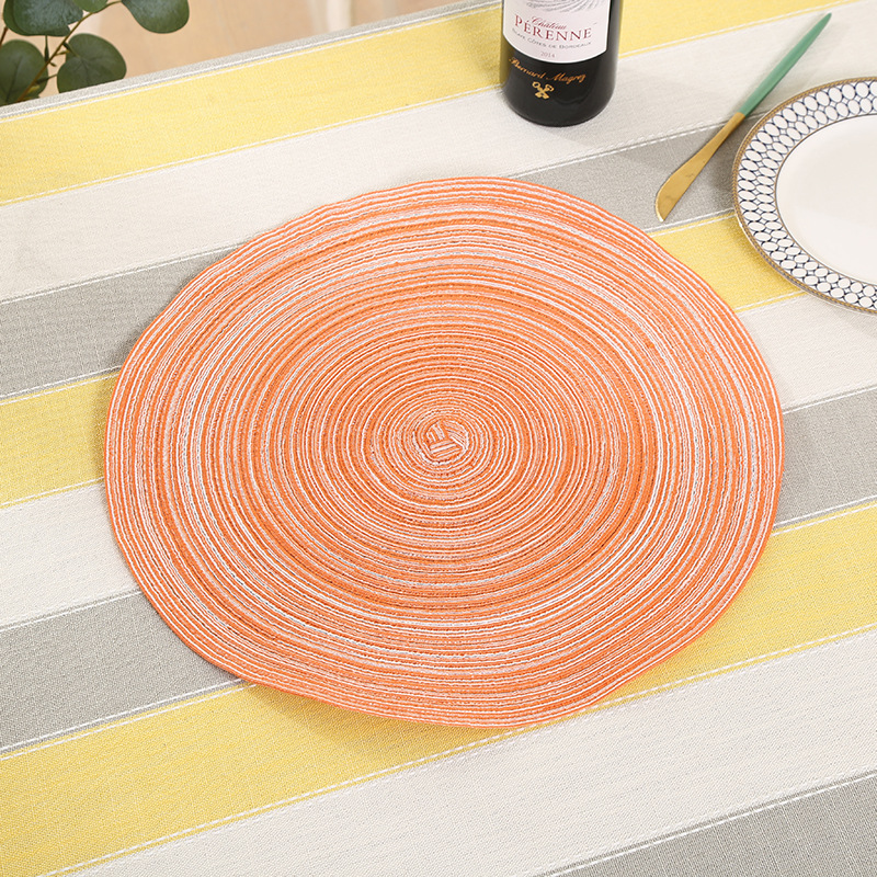 现代简约创意渐变色棉线编织圆形餐垫 西餐垫隔热垫家用防滑防烫杯垫批发详情11