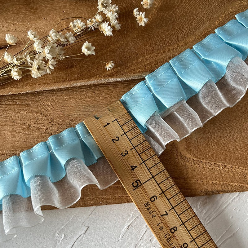 Blue high-end lace trim, hand-decorated skirt hem, garment accessories, pleated, ruffled, wide pic 3