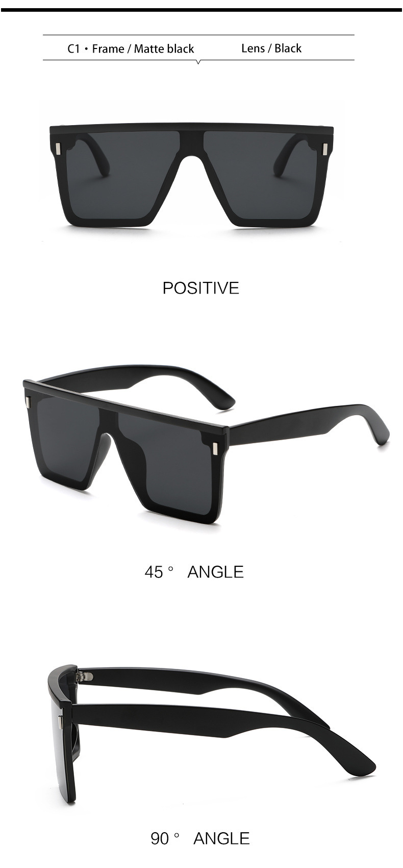 跨境新款 男士太阳镜 F1302欧美一体时尚大框偏光镜 户外运动墨镜详情10