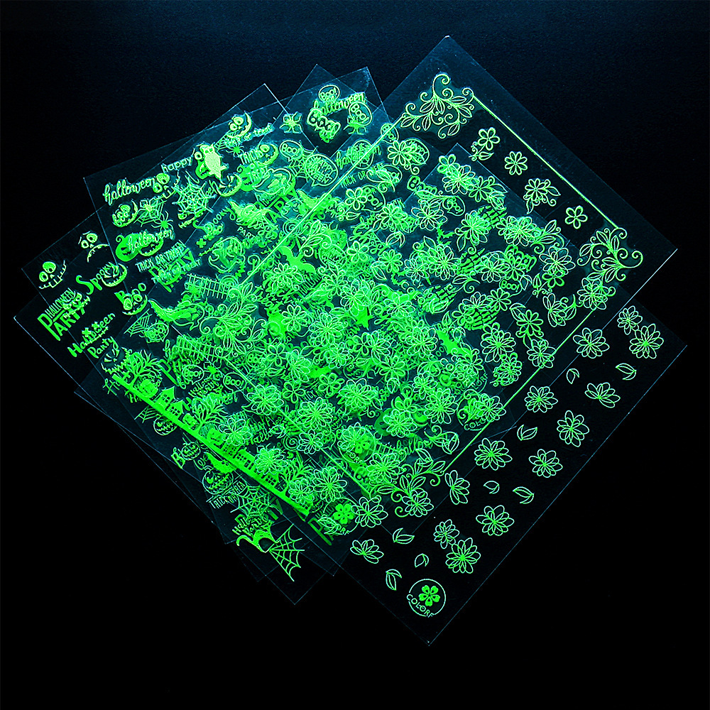 Cross-border new nail stickers, ins luminous Santa Claus Reindeer Snowflake Christmas Tree Christmas back adhesive nail stickers pic 8