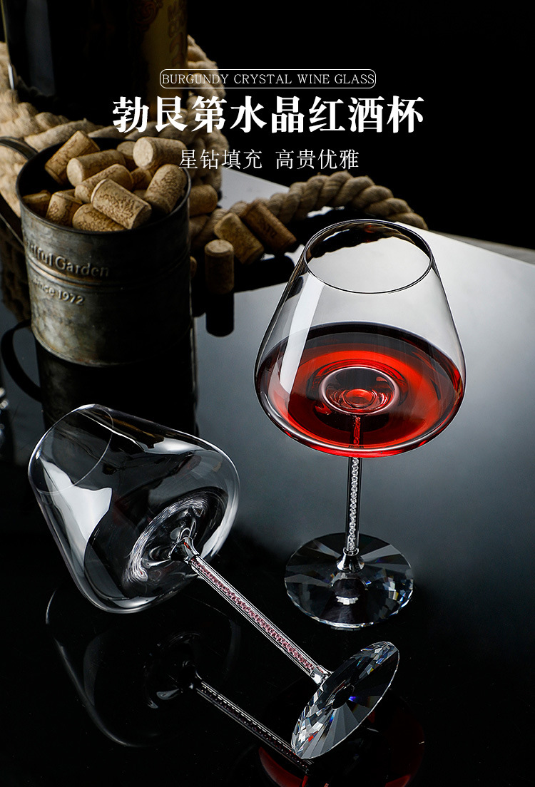Crystal glass highball glasses with diamonds, red wine glasses for home use, champagne glasses with gold foil, wine glasses with large bellies, wholesale from manufacturers pic 1