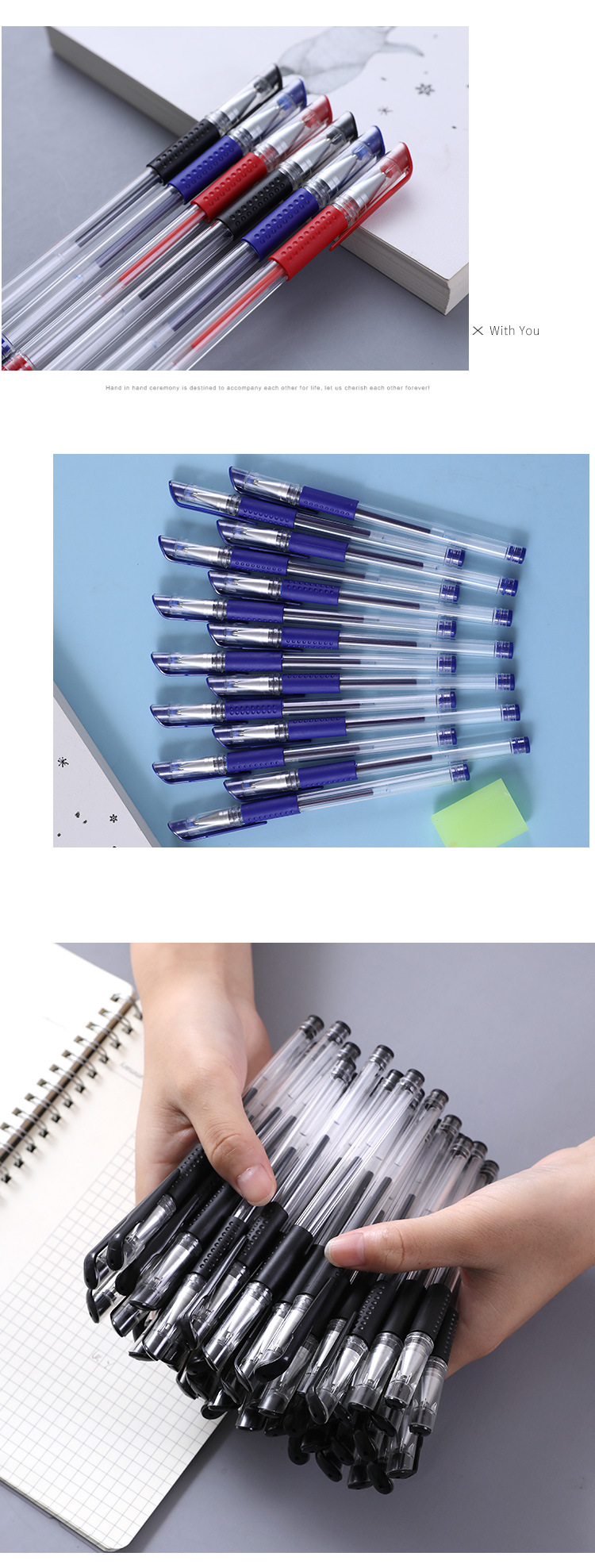 聚点中性笔0.5MM黑色水性笔办公文具碳素笔签字笔子弹头笔散装详情10