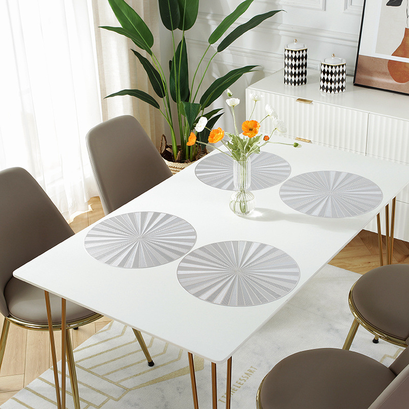 Womei European-style light luxury round table mat ins simple PVC hollowed-out waterproof, heat-resistant, oil-resistant, anti-slip, wear-resistant and heat-insulating tablecloth Western table mat pic 8