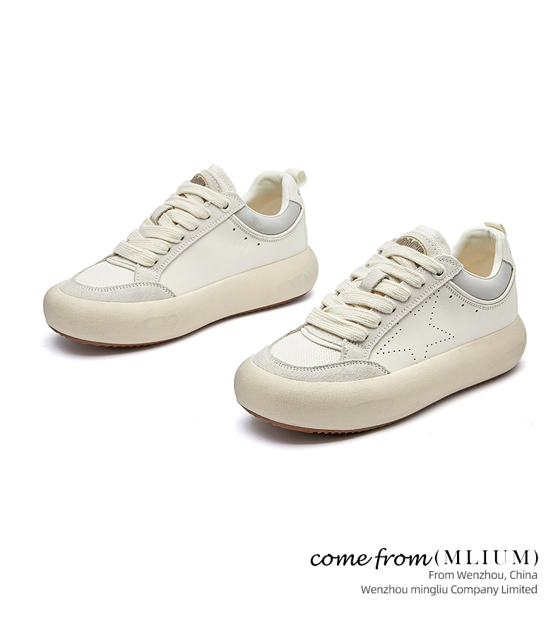 真皮做旧小白鞋女2025春季新款厚底板鞋休闲百搭星星女鞋复古单鞋详情19