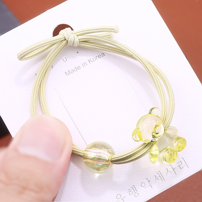 Korean version of ins hair band, acrylic cartoon crystal bear hair tie, female student 2-yuan rubber band hair tie and bracelet, dual-purpose pic 5