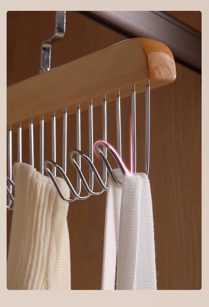 实木吊带内衣背心包包领带木质挂钩衣架挂衣家用多功能八挂钩收纳详情24