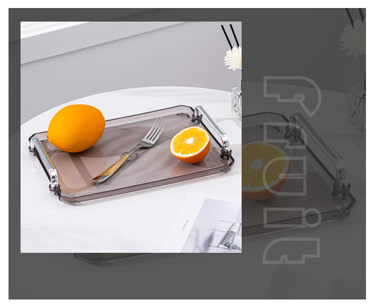 Creative light luxury ins style tray, commercial double-ear dining tray, living room, bedroom and bathroom with gold edge storage tray pic 19