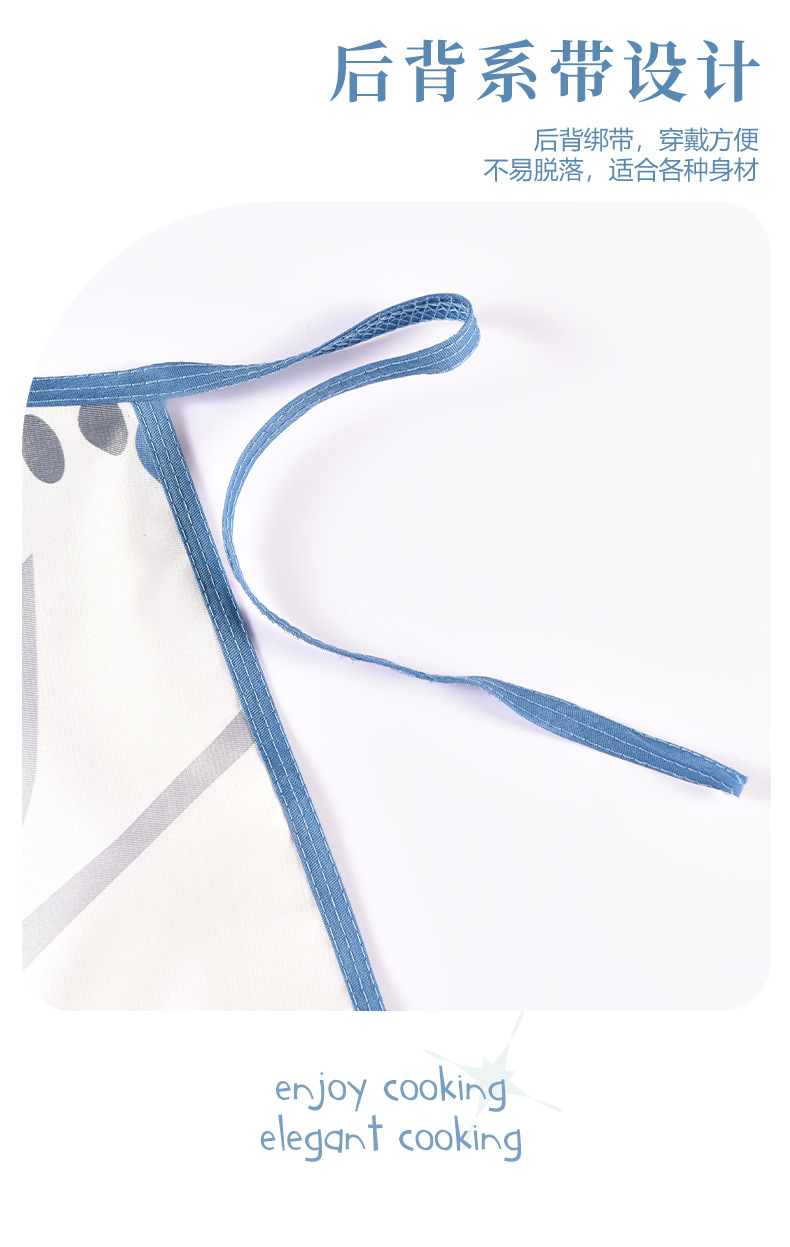 厂家批发厨房工厂实用双层印花防水防油防污围裙轻薄型款涤纶围裙详情10