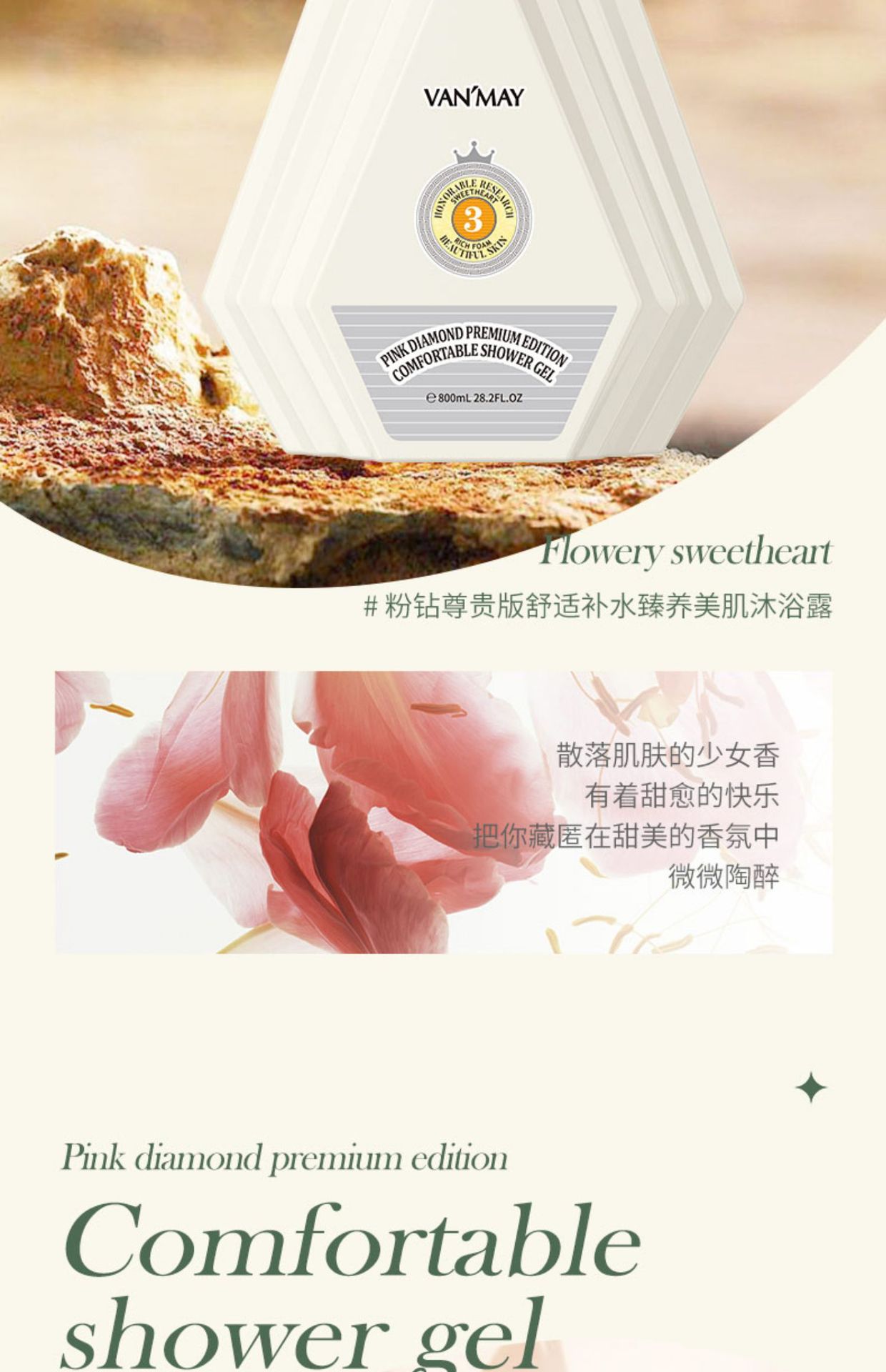 万千美沐浴露乳持久留香女水香体洗澡滋润大容量香水香氛洗发水详情6