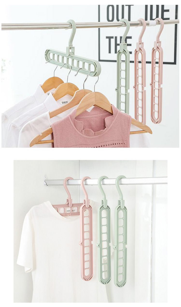 Multi-functional nine-hole clothes hanger, home storage clothes hanger, wardrobe, popular folding, retracting magic rotating 9-hole hanging clothes hanger pic 4