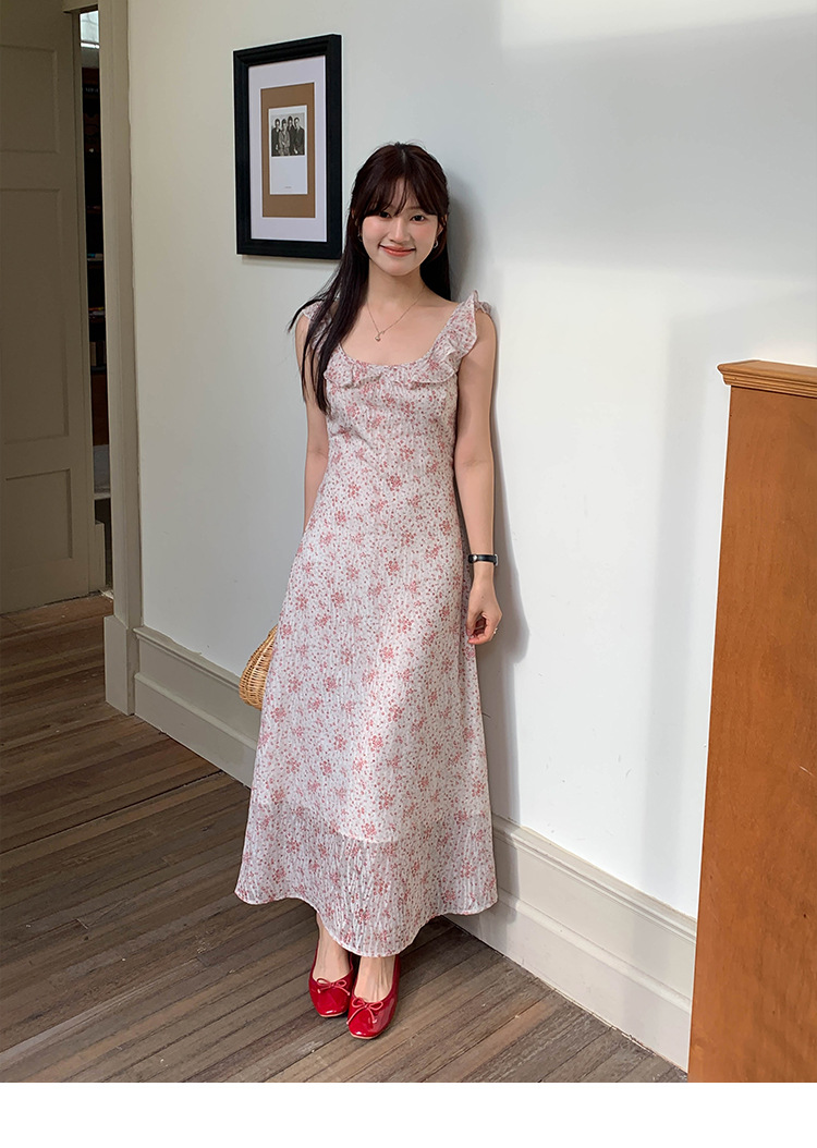 MOXI十三行女装法式连衣裙女2024夏季新款方领碎花长裙高级感裙子详情10