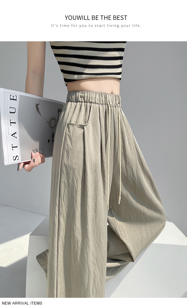 冰丝山本休闲裤女2024夏季新款高腰宽松直筒防晒垂感日系阔腿裤潮详情60
