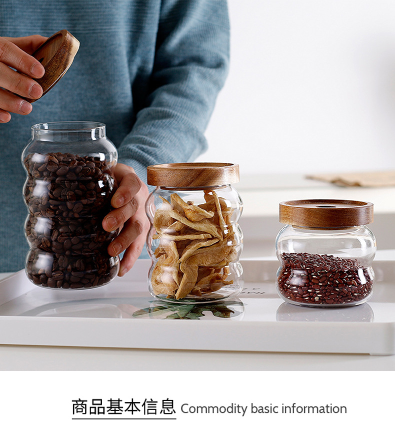 Vaso de almacenamiento creativo multigrano martillos acacia madera tapas latas herméticas latas de almacenamiento de granos de café botellas de almacenamiento pic 6