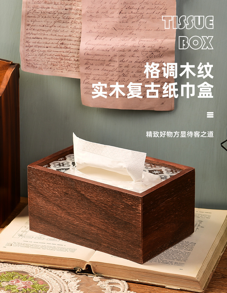海棠花玻璃纸巾盒木质纸巾收纳盒送客户木质抽纸礼品盒创意纸巾盒详情1