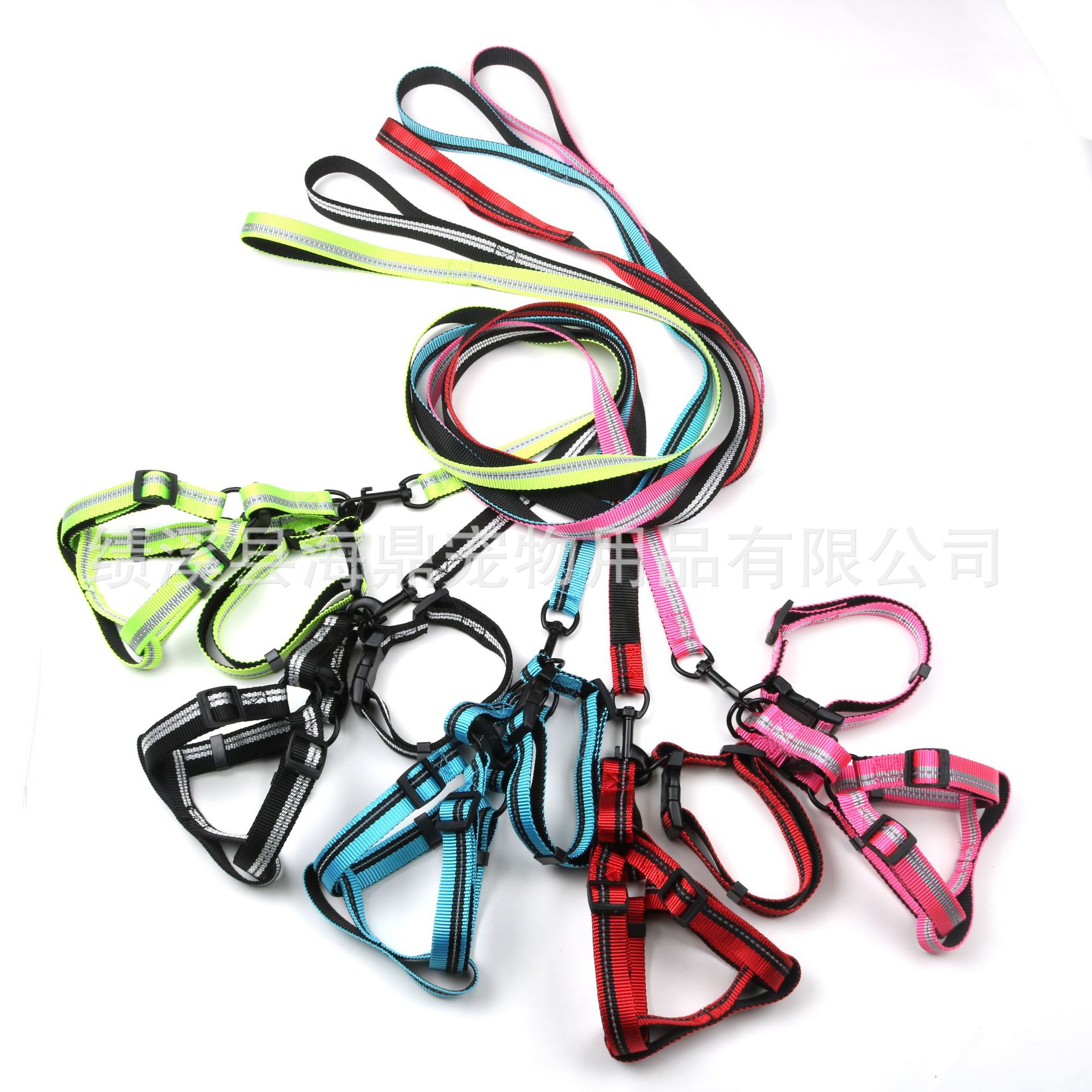 Pet single-line reflective silk dog leash, nylon leash, chest and back strap, small and medium-sized dog walking leash, dog chain, collar pic 12