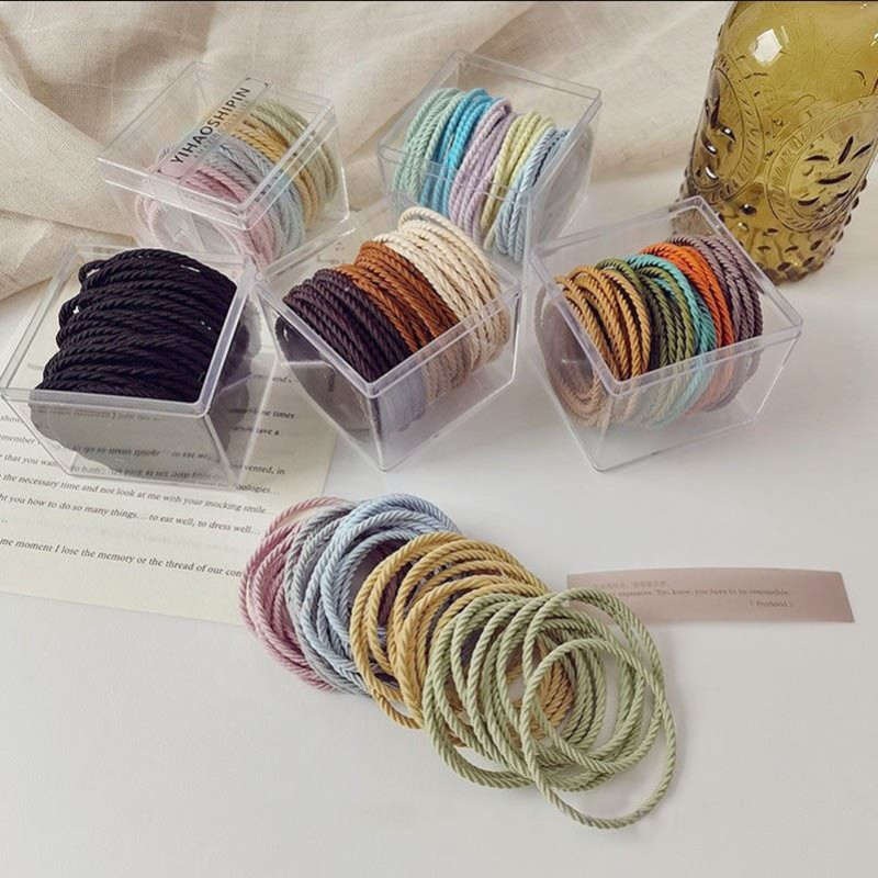 New 50-piece box-set gradient color high-elasticity hair band, simple hair tie, new rubber band hair tie pic 2