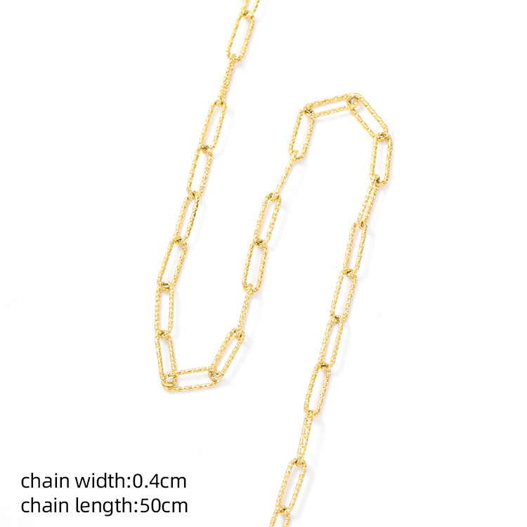 14k gold-plated genuine European and American style thick chain long flat square hole chain bracelet titanium steel necklace color retention pic 7