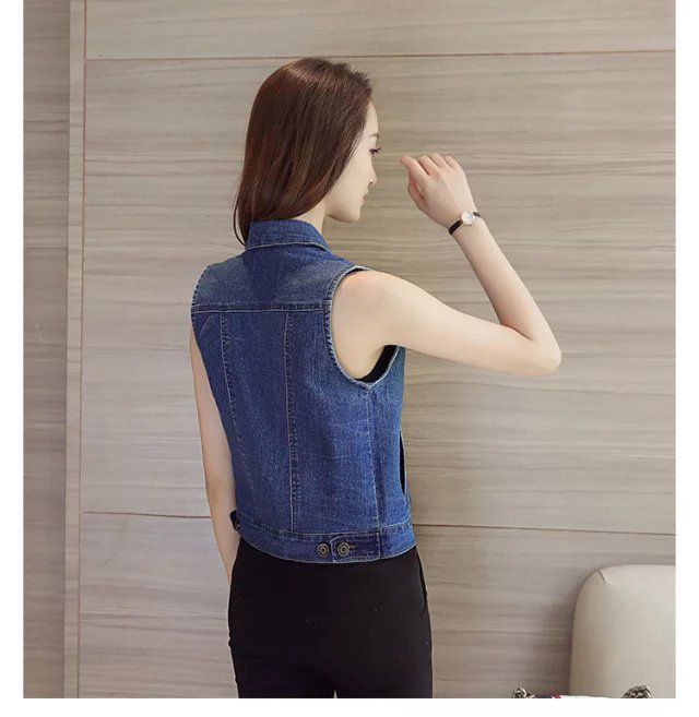 A new denim vest for women, a versatile and casual short school style denim jacket pic 17