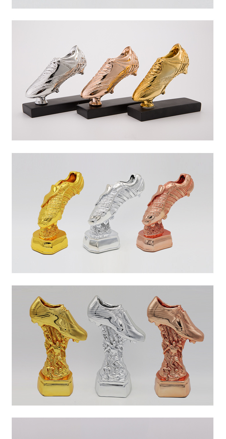 新款足球奖杯金靴奖支持刻字树脂工艺品球员射手奖杯酒吧会所摆件详情13