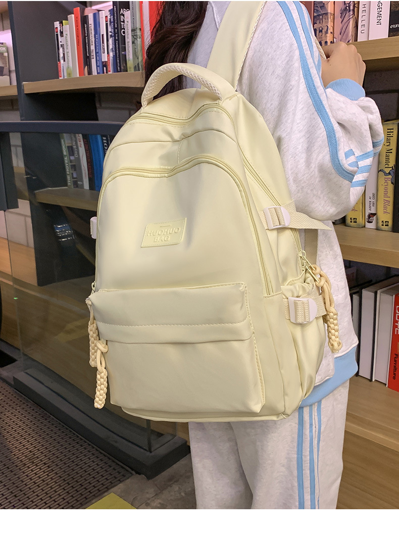 纯色休闲双肩包小学生女初高中书包简约时尚百搭大容量大学生背包详情10