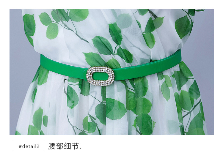 This fresh and elegant chiffon floral dress is a new early autumn style with a tie that cinches the waist and slimming the figure. It is a fashionable and youthful long dress for summer pic 21