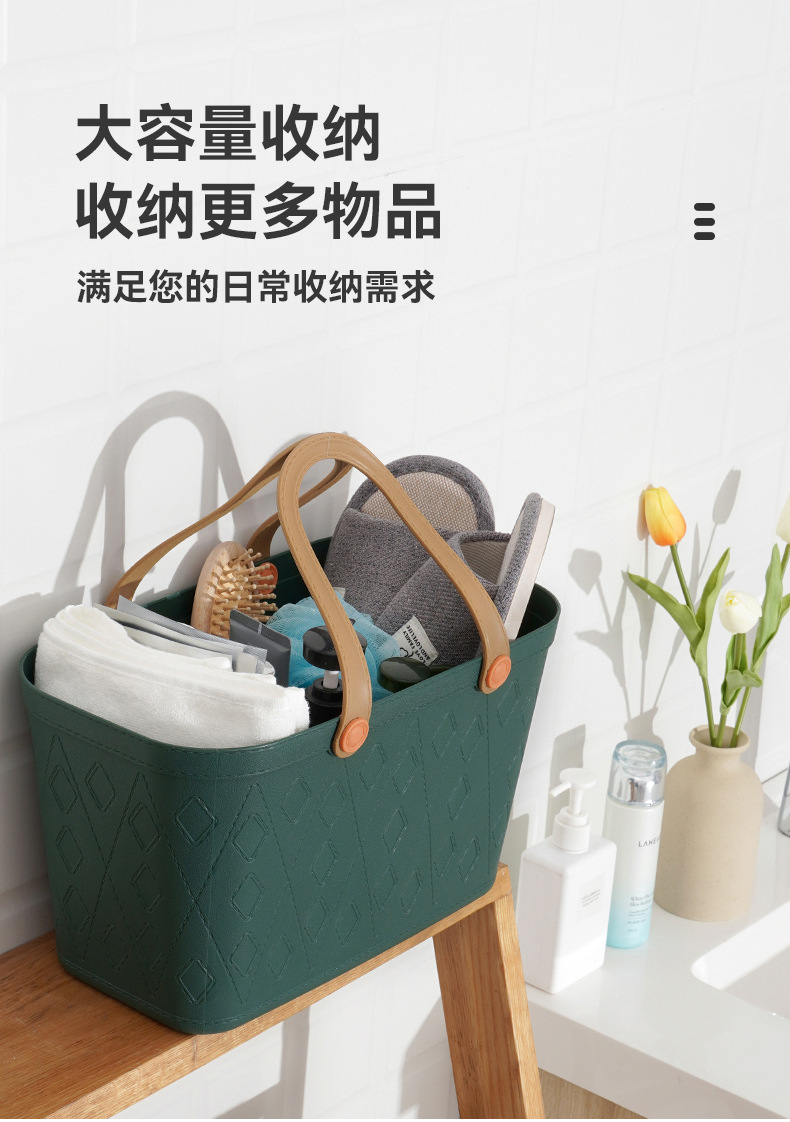 方形手提买菜篮子 塑料软手柄多色小篮子野餐杂物整理便携式篮子详情3