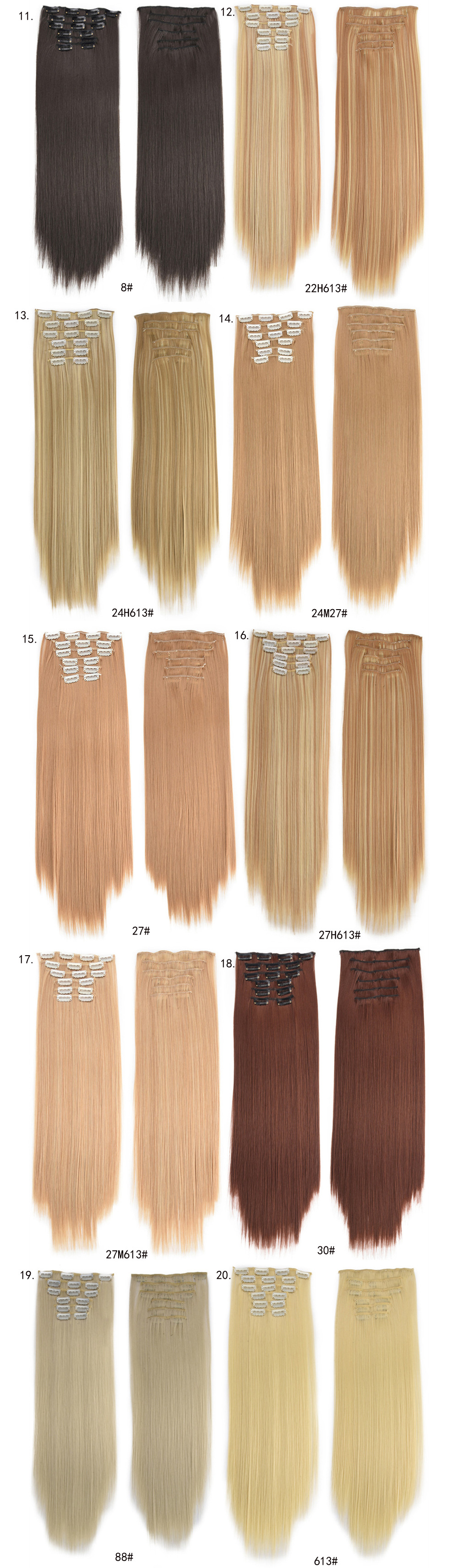 16-clip long straight hair wig for women, 6-piece clip hair extension, 6-piece straight hair extension, 6-piece hair extension pic 5