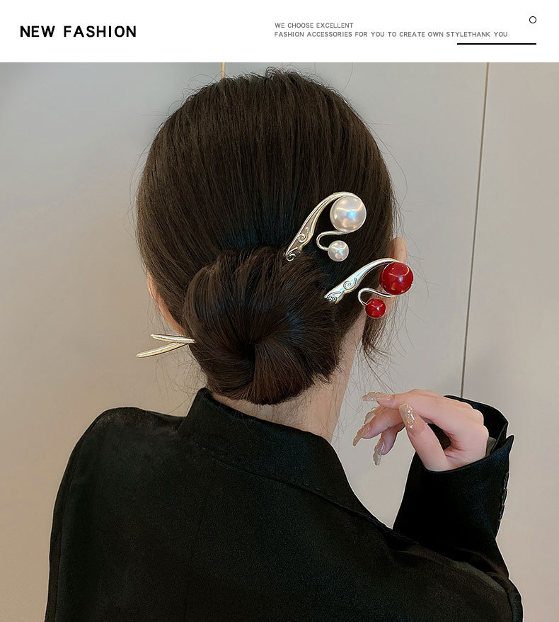 古风珍珠金属发簪女简约现代日常头饰发插发钗盘发神器气质簪子详情4