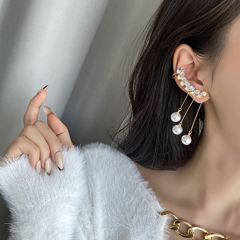 The new Korean earring Fairy 925 silver needle pearl tassel ear clips and stud earrings are fashionable and elegant, and personalized earrings for women pic 7