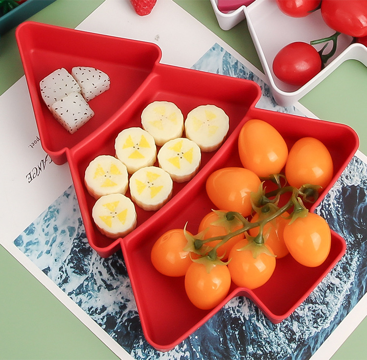 新品外贸跨境创意圣诞树分格干果盘家用零食坚果瓜子糖果懒人零食盘详情8