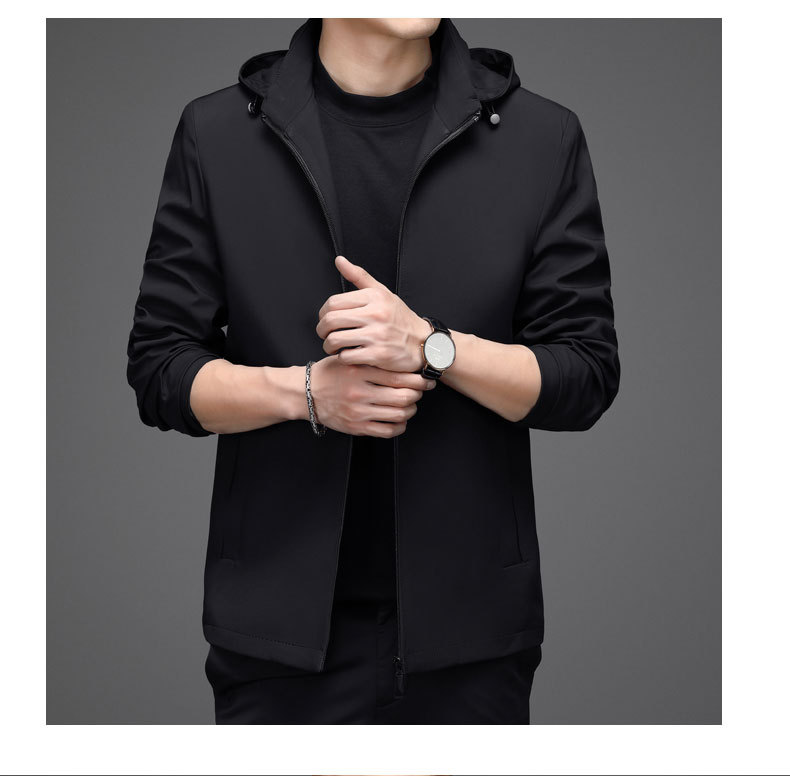 三十秋连帽外套男秋季薄款韩版潮流修身百搭休闲风衣秋装夹克上衣详情22