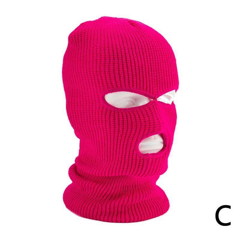 Winter gold coin needle three-hole knitted cap, candy-colored woolen cap, outdoor cycling windproof face mask cap pic 8