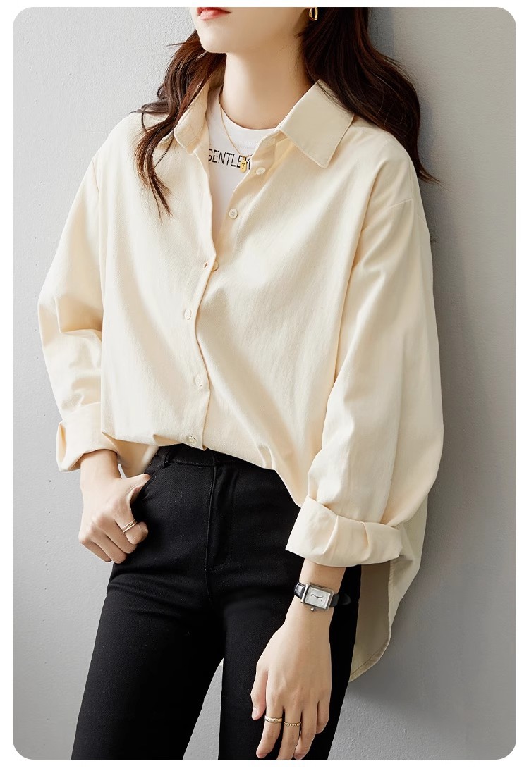 2024秋季纯色衬衫女休闲时尚百搭衬衣韩系通勤外套上衣详情14