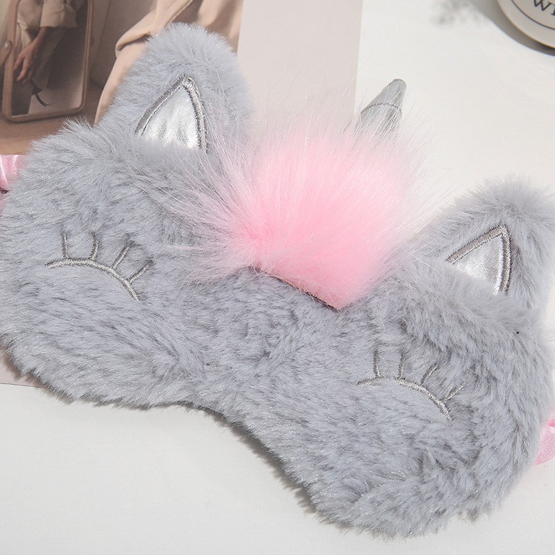 跨境新款卡通可爱毛绒护眼睡眠眼罩萌猫创意动漫设计冰敷眼罩批发详情27