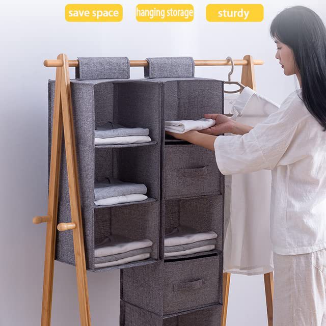 Three-layer foldable wardrobe storage hanging bag, Amazon hanging storage bag, clothing and sweater organization and storage rack pic 3