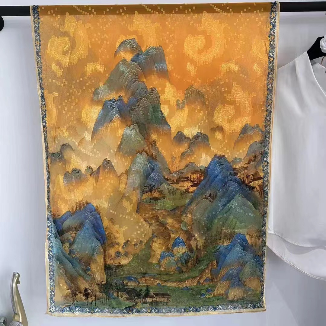 国潮新款仿香云纱大长巾女丝巾花萝仿真丝披肩围巾优雅中国风领巾复古详情1