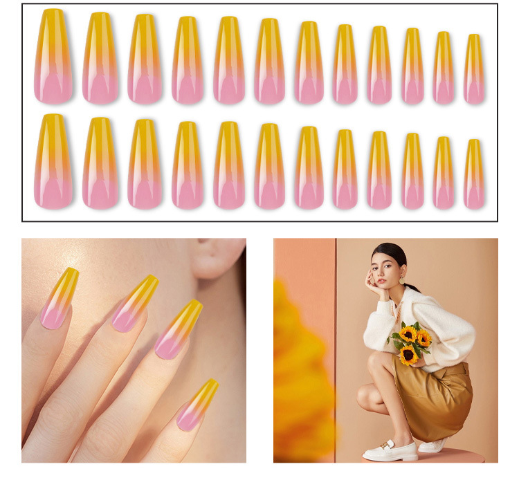 Wearable false nails, extra-long ballet nail patches, trapezoidal nails, popular nail art in Europe and America, French coffin nail patches wholesale, exclusive for foreign trade pic 12